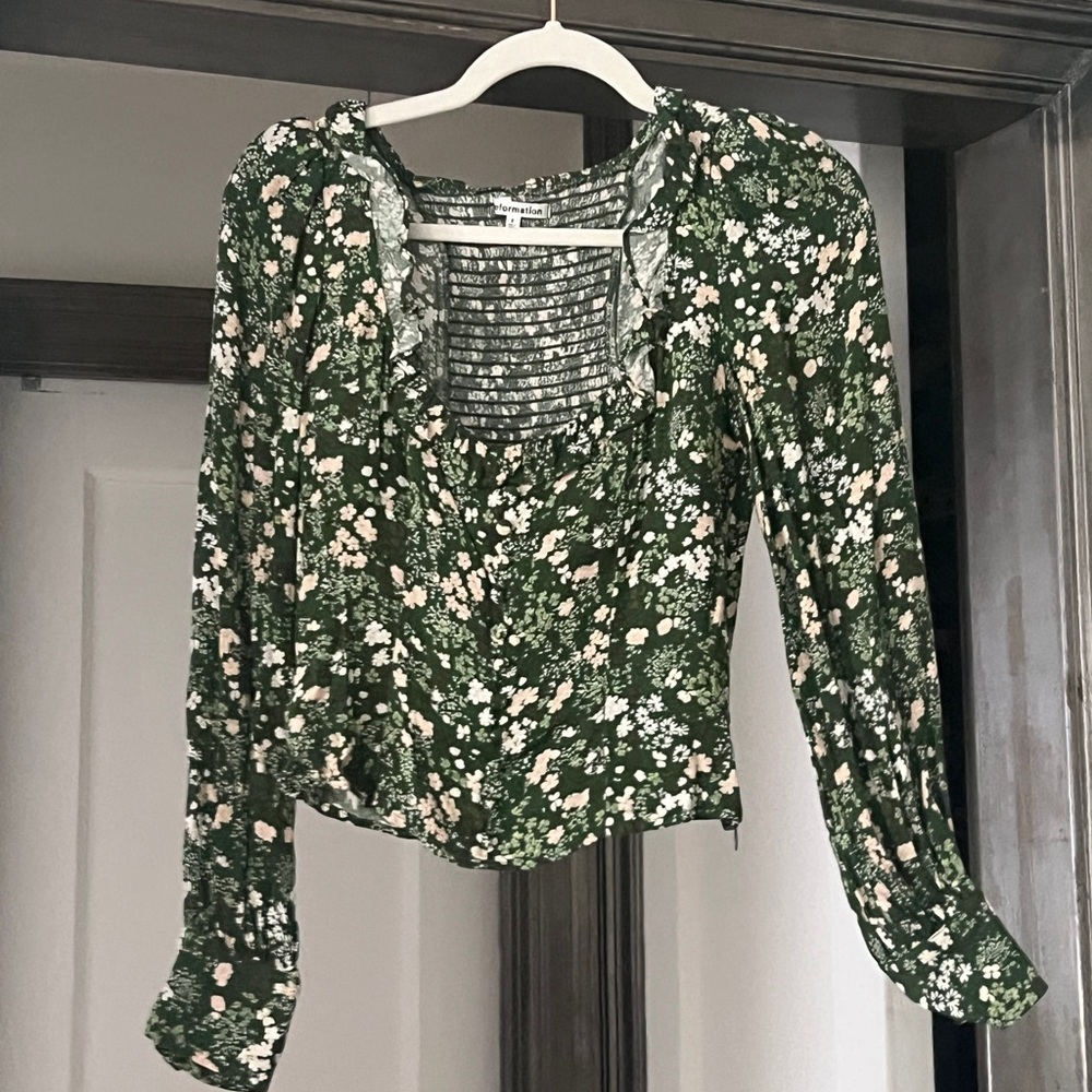 Reformation Floral Green Women's Top